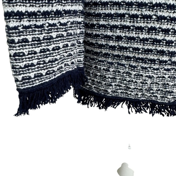 Kinross Cotton White & Navy Lattice Knit Cotton Sweater Size XS - Picture 4 of 9